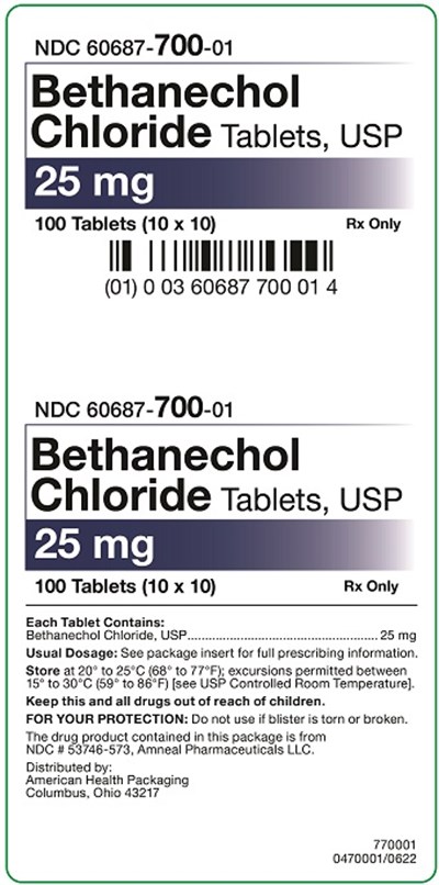25 mg Bethanechol Chloride Tablets Carton - 25 mg Carton